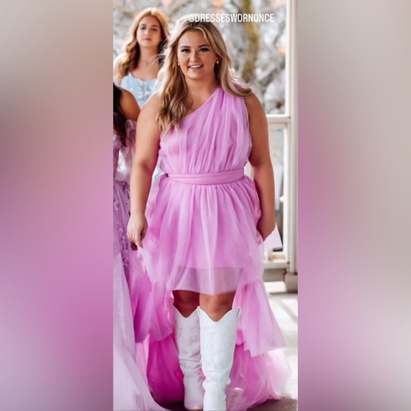 Flying Tomato solid tulle maxi dress hi low - Picture 6 of 7